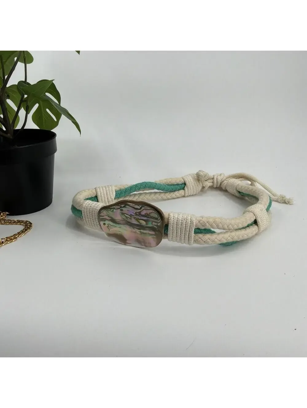 Abalone Shell Woven Rope Handmade Belt Coastal Mermaid Accessory